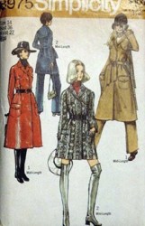 8975 SIMPLICITY 1970 WRAP TIE COAT 2 LENGTHS, PANTS PATTERN 14 36B